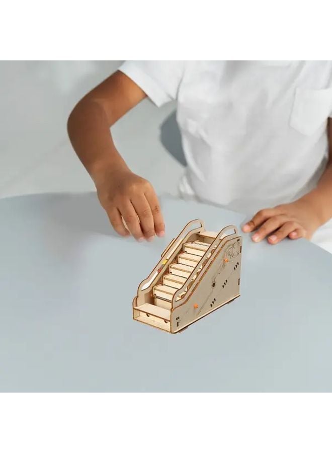 Wooden DIY Mini Escalator Model STEM Educational Interactive Toy for Teens - Image 5